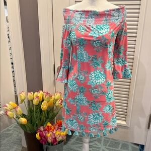 Cabana Life Pink and Blue Floral Mini Dress